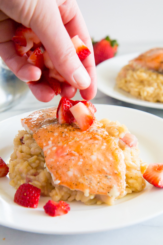 Strawberry Brown Rice Risotto with Slow Baked Salmon \\ immaEatThat