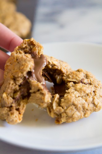 brown butter oatmeal cookies stuffed with nutella-12