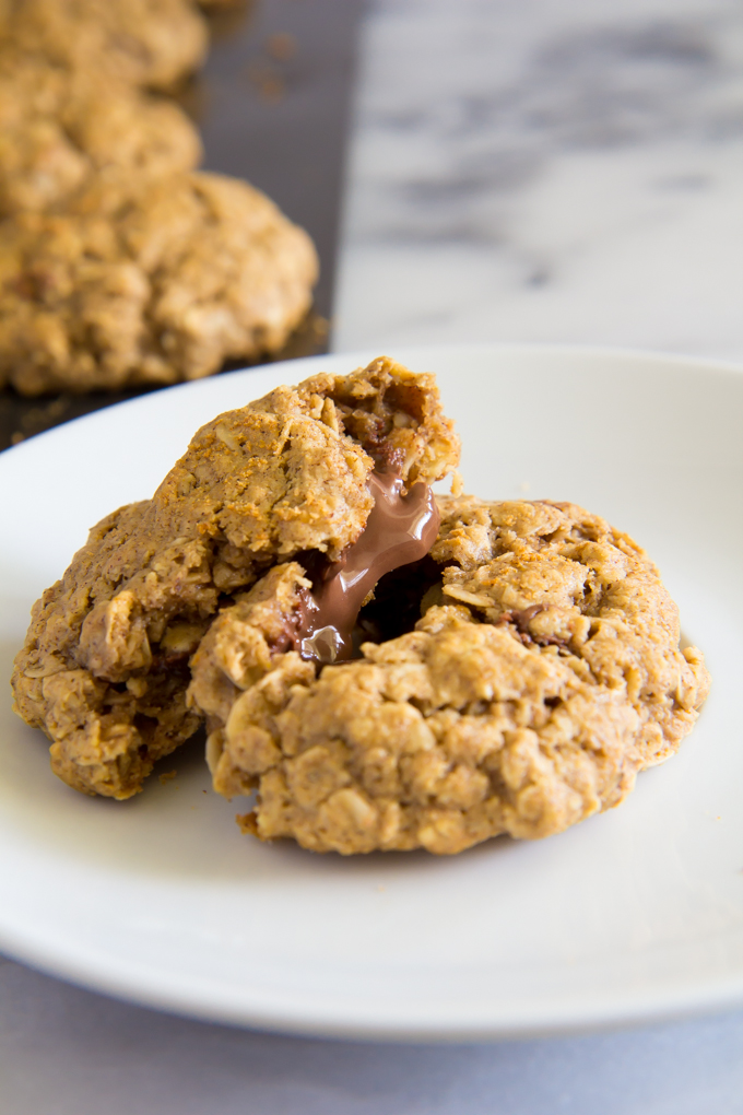 brown butter oatmeal cookies stuffed with nutella \\ immaEatThat
