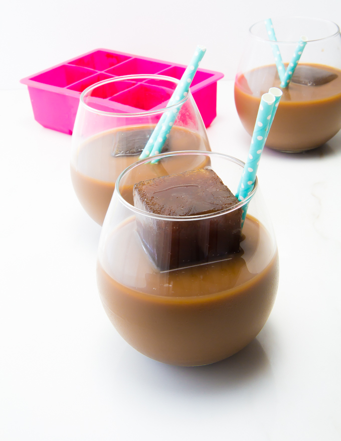 iced mocha coffee with giant vanilla bean coffee ice cubes \\ immaEATthat.com #ad